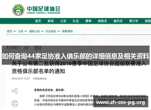 如何查询44家足协准入俱乐部的详细信息及相关资料 如何查询44家足协准入俱乐部的详细信息及相关资料