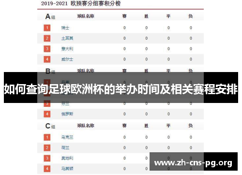 如何查询足球欧洲杯的举办时间及相关赛程安排 如何查询足球欧洲杯的举办时间及相关赛程安排